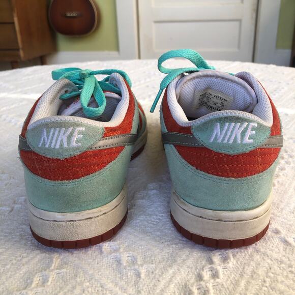2008 Nike Dunk Low 6.0 Aqua Blue & Orange Suede US 7 EU 38 Skate Y2K Streetwear - Picture 4 of 10